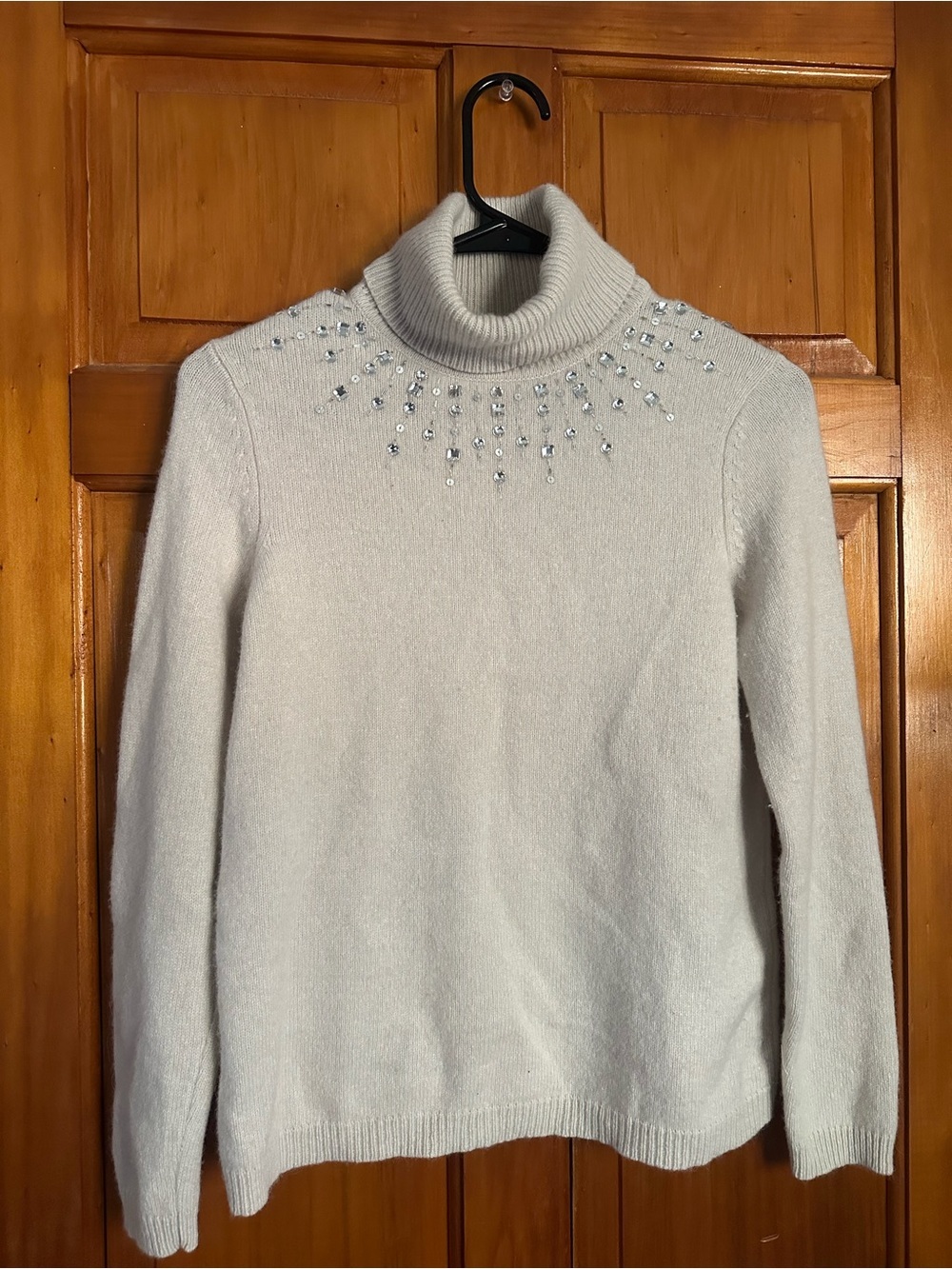 The Loft Embellished Cream Turtleneck Sweater